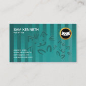 かわいい小犬の十字形青緑色ペット付き添い 名刺 (正面)