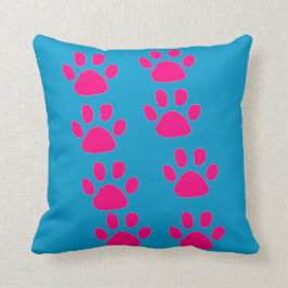 かわいい小犬の足のプリントの装飾用クッション-ピンクのギフト クッション
