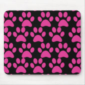 かわいい小犬の足はショッキングピンクの黒を印刷します マウスパッド (正面)