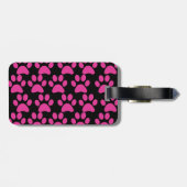 かわいい小犬の足はショッキングピンクの黒を印刷します ラゲッジタグ (裏面横)
