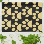 かわいい小犬の足はタンの黒を印刷します キッチンタオル (折り畳み)