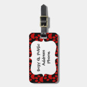 かわいい小犬の足は赤い黒を印刷します ラゲッジタグ (正面縦)