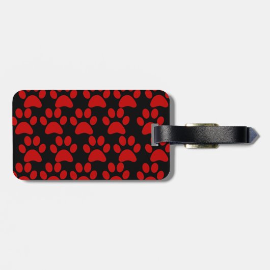 かわいい小犬の足は赤い黒を印刷します ラゲッジタグ (裏面横)