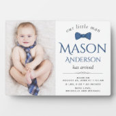 かわいい小男 |男の子の写真の誕生のお知らせ フォトプラーク (正面)