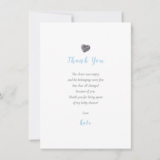 かわいい小石のハート赤ちゃんシャワーありがとう詩 サンキューカード (正面)