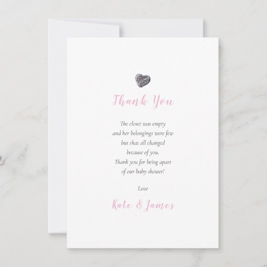 かわいい小石ハートのベイビーガール感謝詩 サンキューカード (正面)