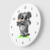 かわいい小象と花 – 甘い ラージ壁時計 (傾斜)