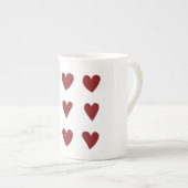 かわいい小赤いハートバレンタインデーのプレゼント ボーンチャイナマグカップ (正面右)