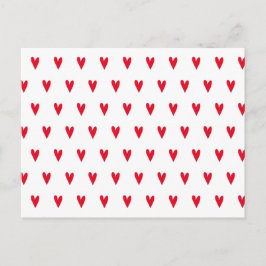 かわいい小赤いハート柄バレンタインデー シーズンポストカード