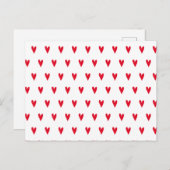 かわいい小赤いハート柄バレンタインデー シーズンポストカード (正面/裏面)