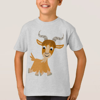 かわいい小走りに走る漫画のヤギの子供のTシャツ Tシャツ