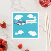 かわいい小飛行機ボーイ誕生日紙ナプキンス スタンダードカクテルナプキン (インサイチュ)