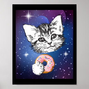 かわいい小食べ猫のドーナツ宇宙 ポスター
