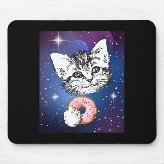 かわいい小食べ猫のドーナツ宇宙 マウスパッド (正面)