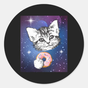 かわいい小食べ猫のドーナツ宇宙 ラウンドシール