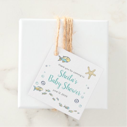 かわいい小魚とヒトデ海赤ちゃんシャワー フェイバータグ (インサイチュ)