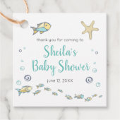 かわいい小魚とヒトデ海赤ちゃんシャワー フェイバータグ (正面)