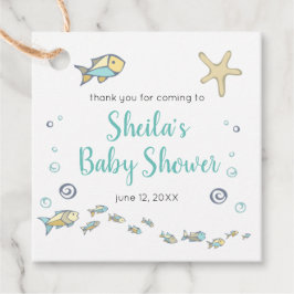 かわいい小魚とヒトデ海赤ちゃんシャワー フェイバータグ