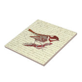 かわいい小鳥のヴィンテージフランスの脚本 タイル (側面)