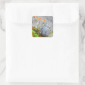 かわいい小鳥の水色シール スクエアシール (バッグ)