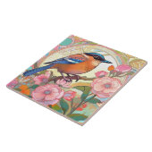 かわいい小鳥アールヌーボーデコインスピオフローラ タイル (側面)