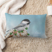 かわいい小鳥、花と書道 ランバークッション (ブランケット)