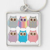 かわいい少しやじり声フクロウ分類された色 キーホルダー (正面)