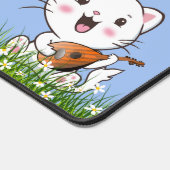 かわいい少女と花の猫 デスクマット (コーナー)