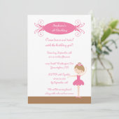 かわいい少女のバレリーナ誕生日パーティーの招待状 招待状 (スタンド正面)