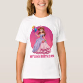 かわいい少女のプリンセス誕生日カスタマイズ Tシャツ (正面)