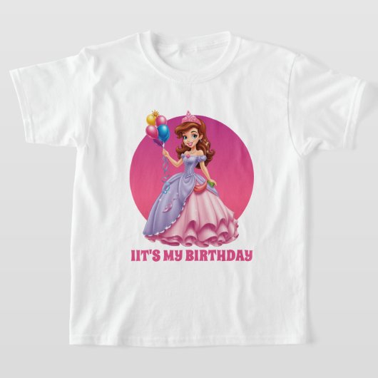 かわいい少女のプリンセス誕生日カスタマイズ Tシャツ (レイダウン)