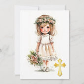 かわいい少女の初めての聖体拝領、 招待状 (裏面)