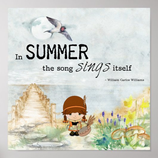 かわいい少女の夏のポスター ポスター (正面)