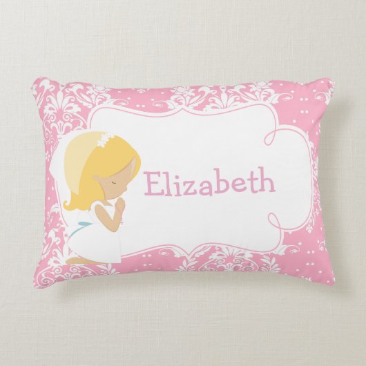 かわいい少女の祈りと詩 アクセントクッション (正面)