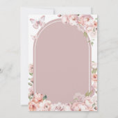 かわいい少女の聖書 初の聖体拝領 ピンクの花 招待状 (裏面)