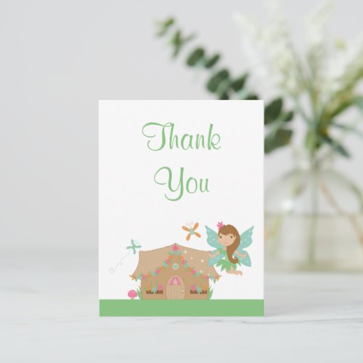 かわいい少女の飛行する妖精の感謝のポストカード ポストカード (スタンド正面)