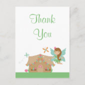 かわいい少女の飛行する妖精の感謝のポストカード ポストカード (正面)