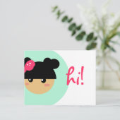 かわいい少女はがき |ひな形 ポストカード (スタンド正面)