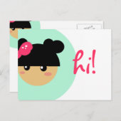 かわいい少女はがき |ひな形 ポストカード (正面/裏面)