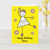 かわいい少女バレエダンサー誕生日 カード (黄色い花)