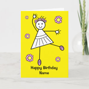 かわいい少女バレエダンサー誕生日 カード