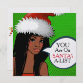 かわいい少女レトロポップアートクリスマス招待状 招待状 (正面/裏面)