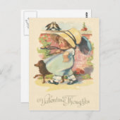 かわいい少女犬傘ハートダヴ ポストカード (正面/裏面)