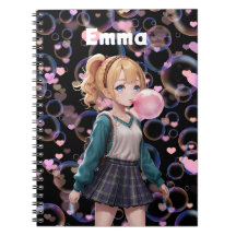 かわいい少女、ピンクのバブルガムを吹く、パーソナライズ