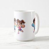かわいい少年と少女のパデルテニス – F コーヒーマグカップ (正面右)