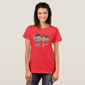 かわいい少年と少女のパデルテニス – F Tシャツ (正面フル)