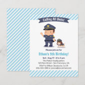 かわいい少年と警察犬の誕生日パーティー 招待状 (正面/裏面)