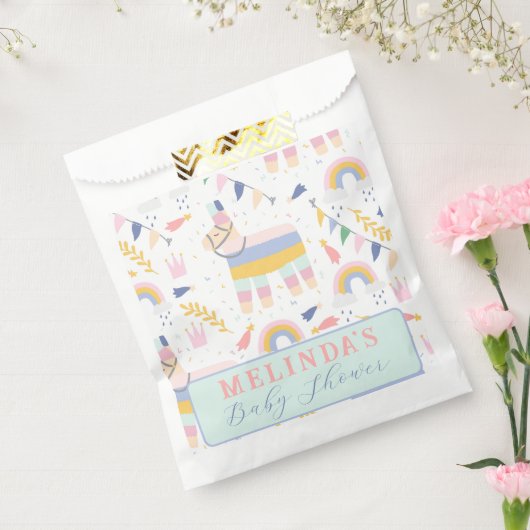 かわいい少年のラマ虹の誕生日パーティー フェイバーバッグ (封をした状態)