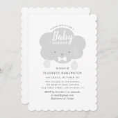 かわいい少年の灰色の雲。おもしろい灰色の赤ちゃんシャワー 招待状 (正面/裏面)