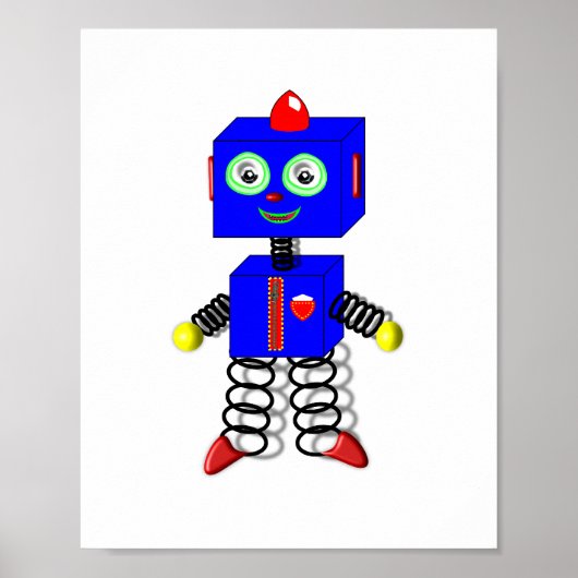 かわいい少年の部屋ロボットの絵ポスターデコレーション ポスター (正面)